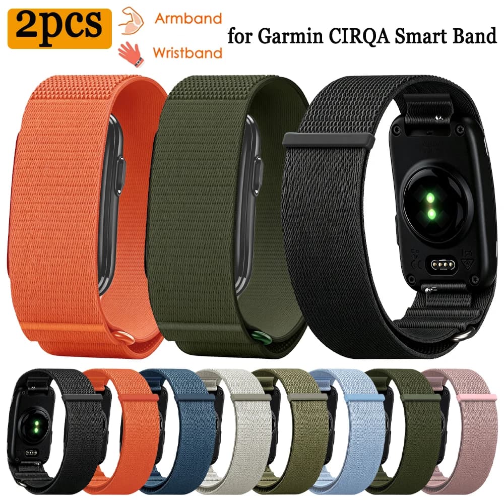 Sport Nylon Braided Stretchy Watch Strap For Garmin CIRQA Breathable Lightweight Upper Arm/Wristband For Garmin CIRQA Smart Band