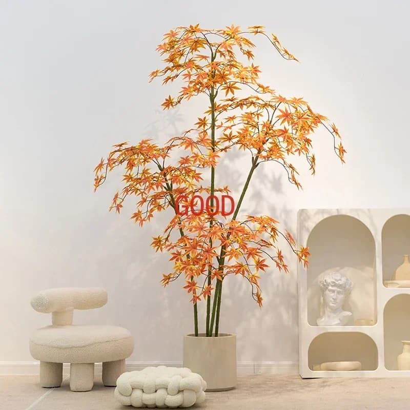 Simulation Plant Red Maple False Tree Large Indoor Potted Plant Landscaping Decorative Green Plants