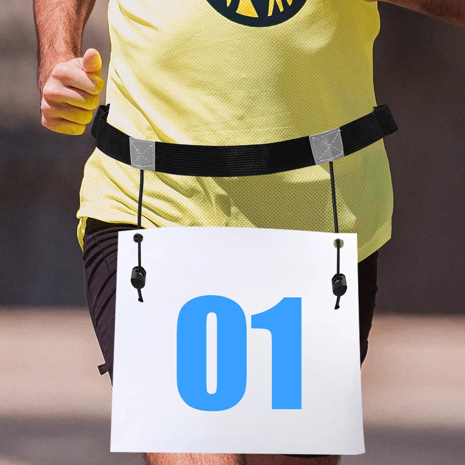 2 Pieces Reflexible reflective belt for Number from Race, Adjustable, One size, Lightweight, Comfortable and Safe