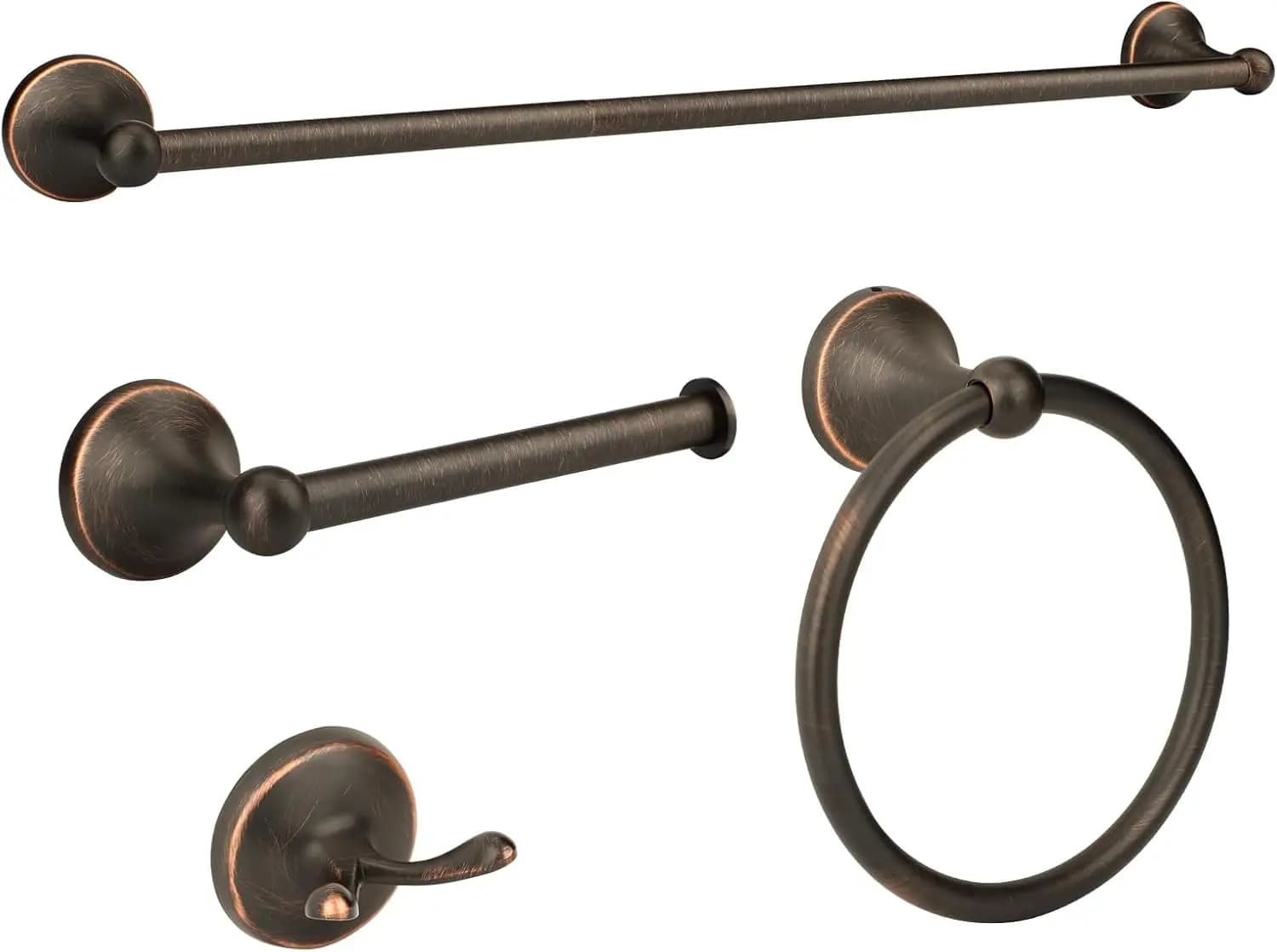 Set di Accessori per Bagno in Bronzo Anticato, 4 Pezzi con Portasciugamani e Supporto