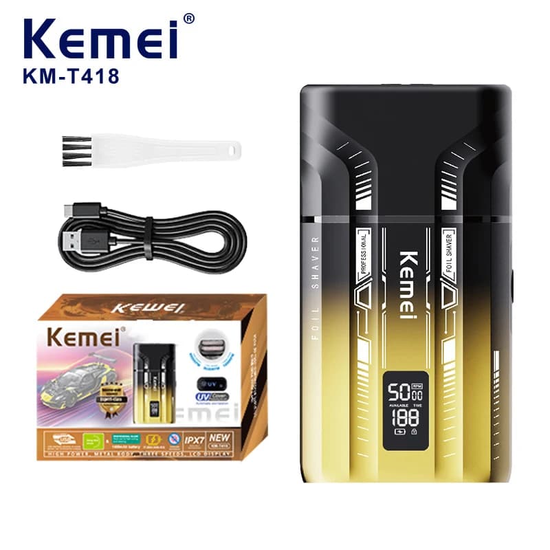 Electric Razor KEMEI KM-T418 to 2 Blades Oscillating for Men, Shaver Shaver with UV Treatment