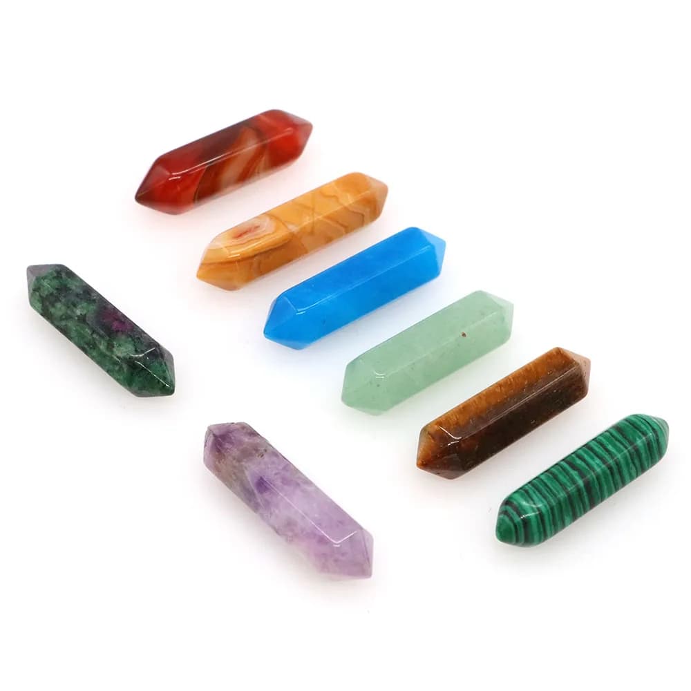 30x8mm colonne esagonali cristalli curativi naturali pietra pendolo gemme quarzo Chakra Point bacchetta minerale collana con ciondolo gioielli fai da te