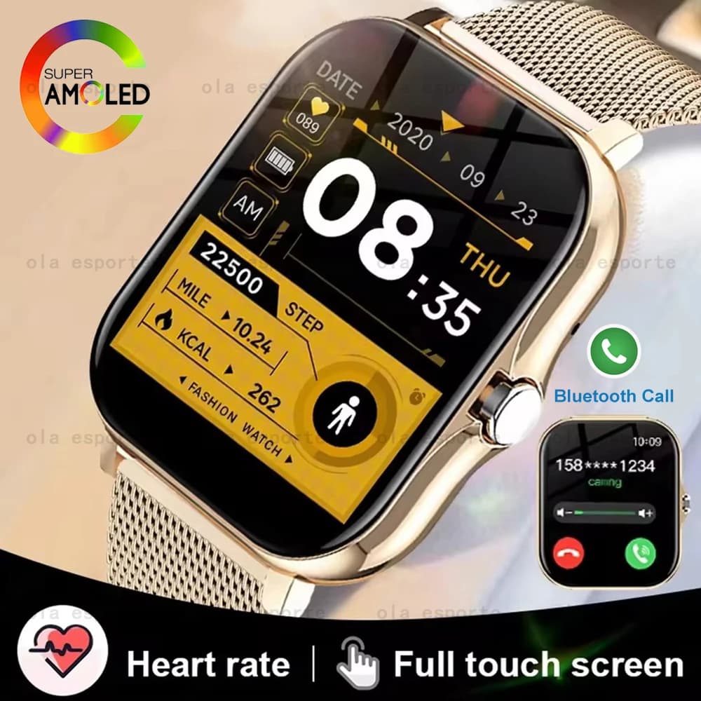 Women's Smart Health Watch Screen AMOLED Screen HD Bluetooth Wireless call Heart rate monitoring throughout the day NFC Smartwatch Pedometer