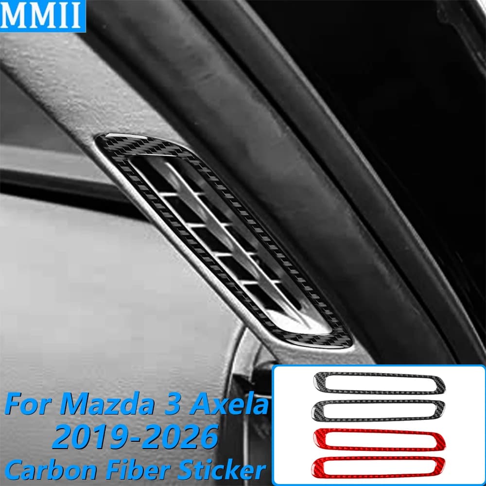 Per Mazda 3 Axela 2019-2026: Cornice/Copertura del Pannello per Bocchetta d'Aerazione Interna del Montante A in Fibra di Carbonio - Accessori Auto, Adesivo per Interni