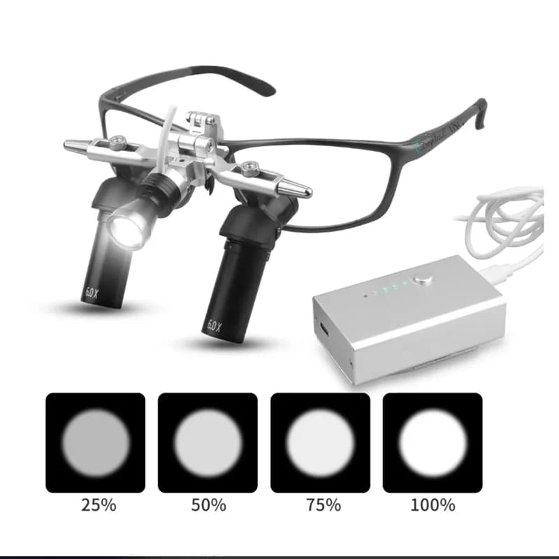 Ergo 48 ° Enlarged Glasses 4X 5X Dentali with 5W Professional Front Lamp, Surgery lens for Preventing Folding and Lowering Head