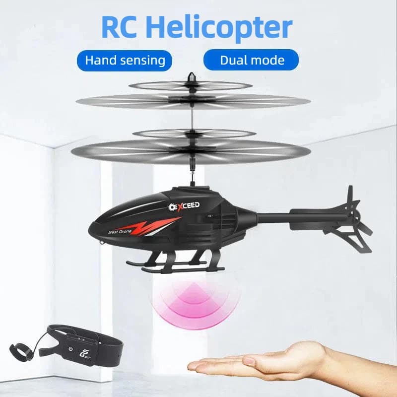 Guarda l'elicottero RC giocattolo telecomandato a induzione Elicottero resistente agli urti con mini drone RC ricaricabile con illuminazione