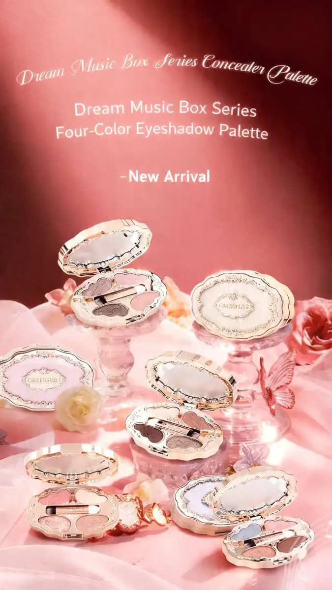 Palette Ombretti Cheerflor 4 Colori, Design Dreamy Box, Shimmer, Matte, Glitter, Illuminante, Contouring, Tutto in Uno per il Trucco Occhi