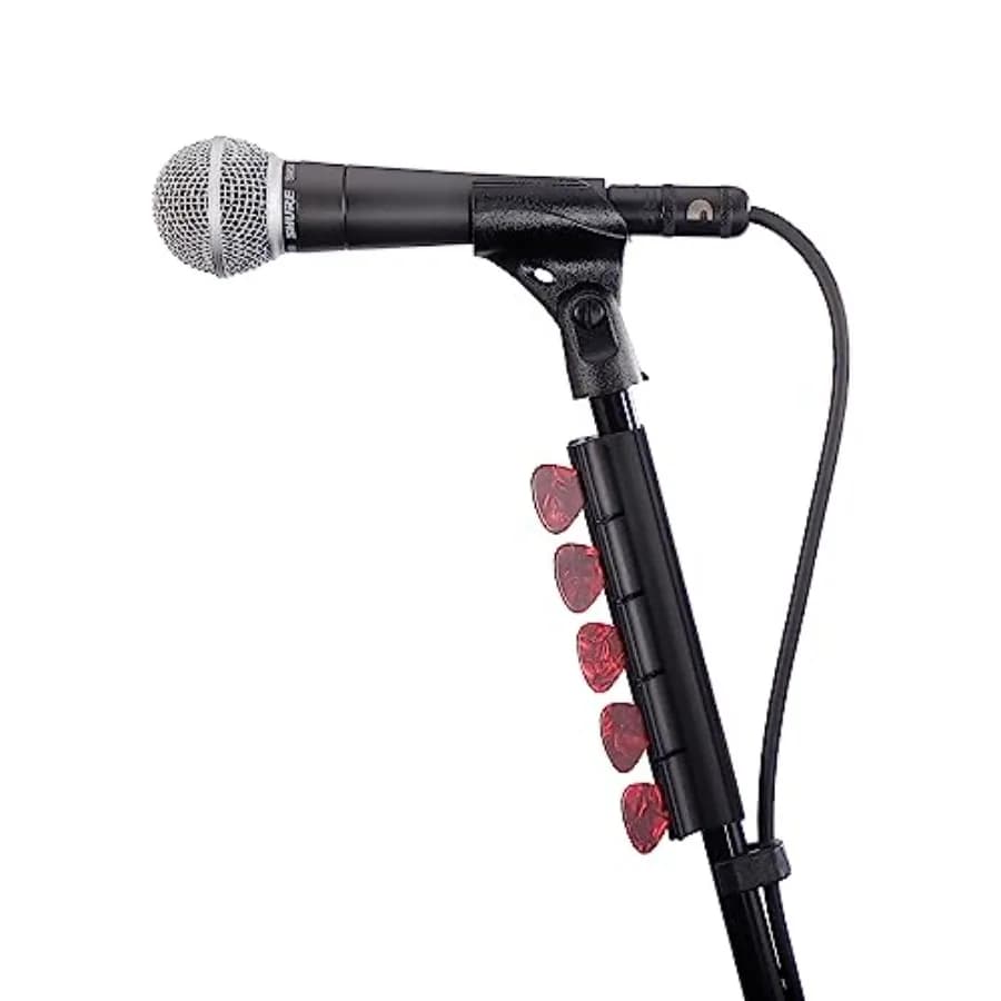 Supporto per plettri D'Addario per supporti microfono - Porta plettri per supporti microfono - Contiene 10 plettri per chitarra di qualsiasi calibro e dimensione