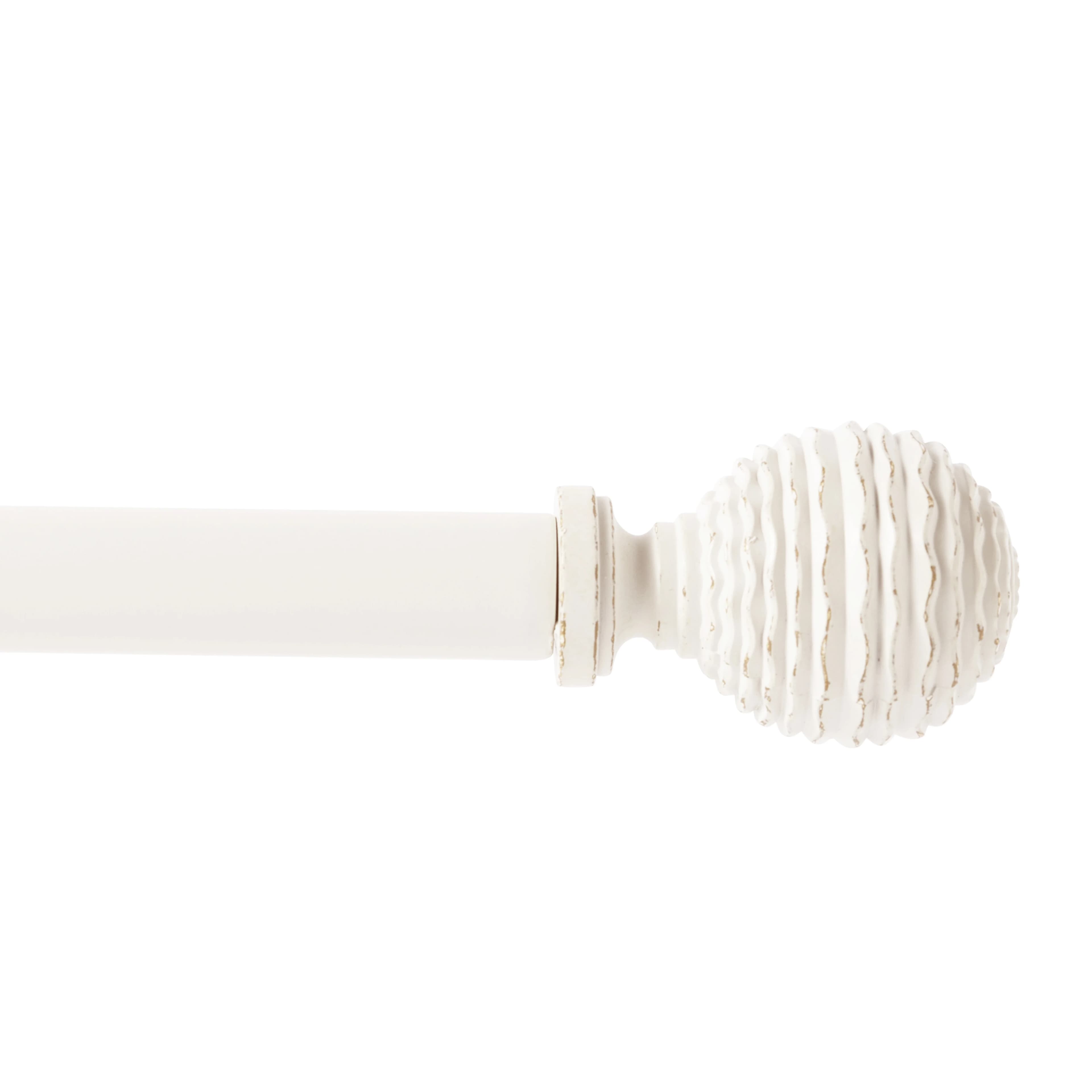 ETeckram Asta per Tenda Singola Regolabile con Terminali a Sfera e Staffa, Compatibile con Pannelli Singoli - Asta per Finestra in Metallo da 5/8'', Lunghezza Regolabile (28"-120''), Terminali e Accessori Inclusi, Adatta per Arredamento Moderno e Tradizionale (Pewter, Dorato, Bianco Anticato)