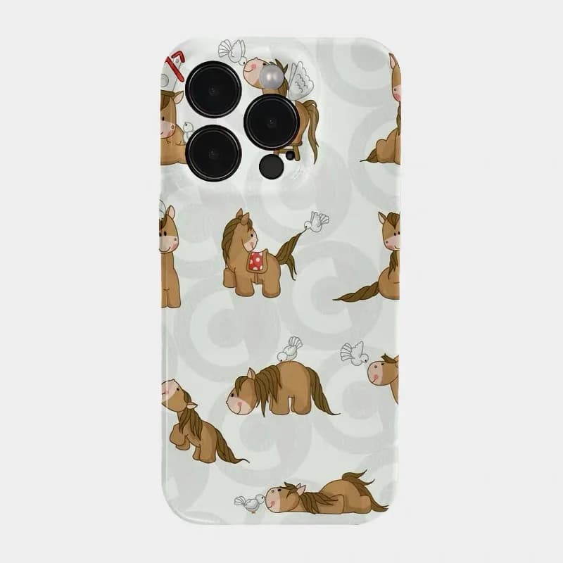 Cover per Telefono con Pony Cartoon in Stile Ins per IPHONE 17 Air 16E 15 PROMAX 14 Plus 13 12 MINI 11PRO 16Plus XR, Custodia in Acrilico