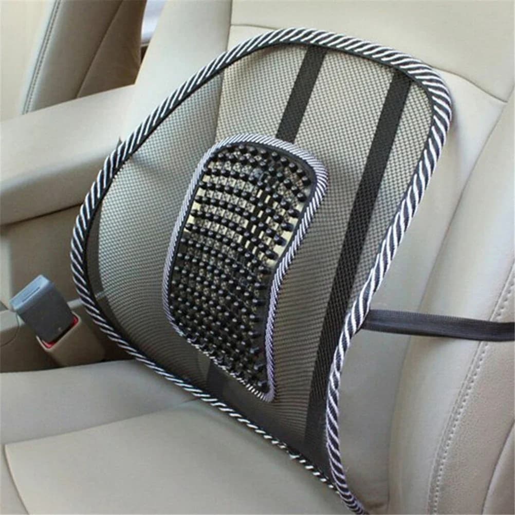 Cuscino per schienale con supporto lombare Cuscino per sedia per seggiolino auto morbido Cuscino per massaggio in rete nera Sedile di supporto per tutore per schienale inferiore lombare