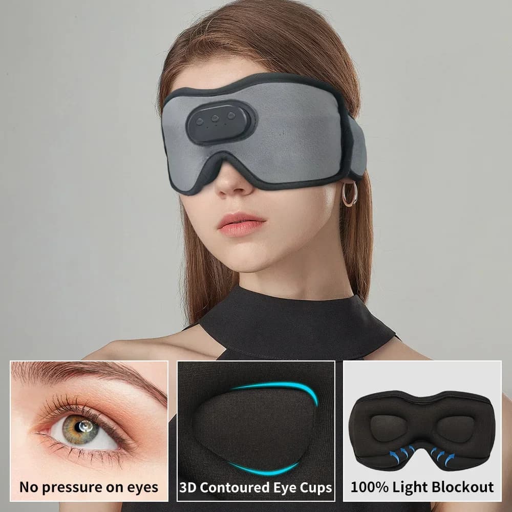 Cuffie con maschera per gli occhi per il sonno Bluetooth premium - Miscelazione di cuffie per il sonno 3D Innovazione per il suono del sonno Maschera per gli occhi Bluetooth