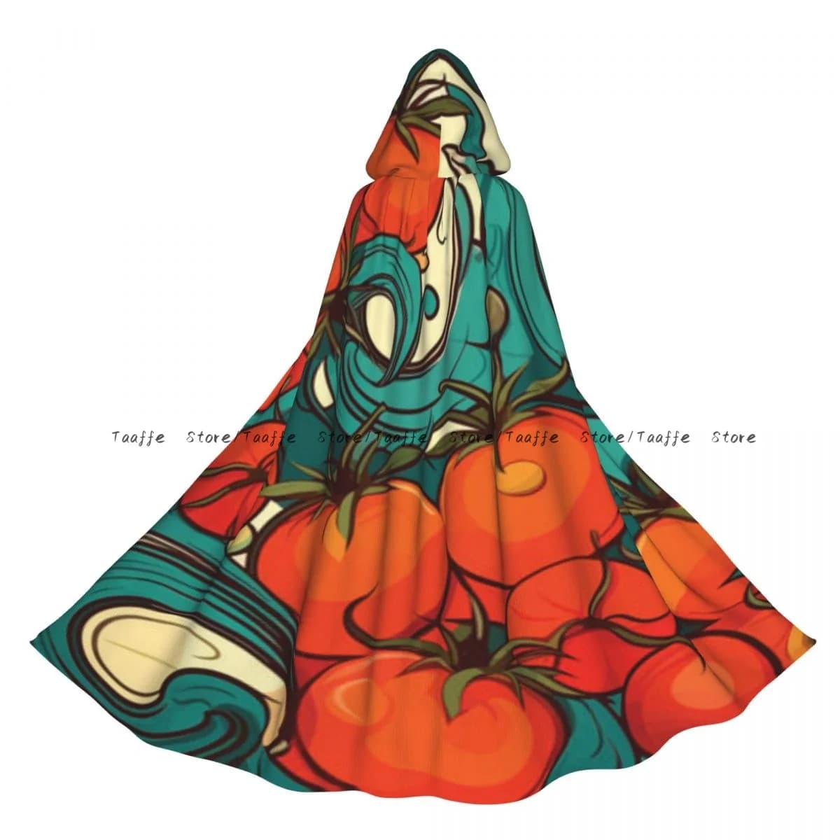 Adult Abstract Tomato Cloak Cape Hooded Medieval Costume Witch Wicca Vampire Halloween Costume Dress Coat