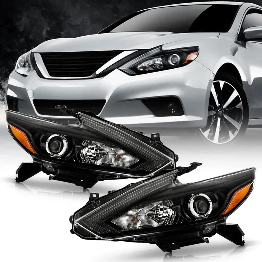 Per Nissan Altima 2016 2017 2018 Fari alogeni senza LED DRL, proiettori neri, coppia sinistra+destra