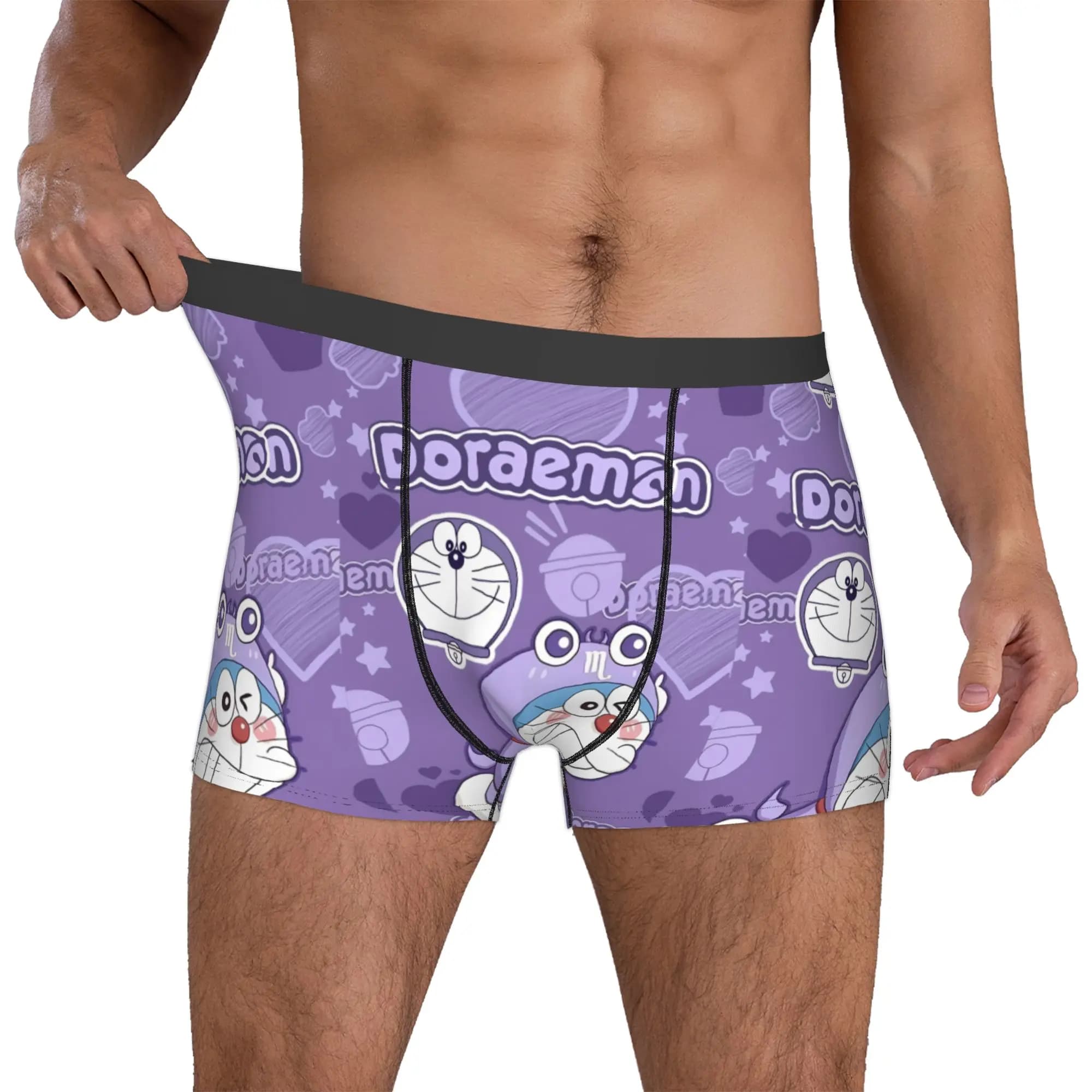 Boxer Divertenti Personalizzati con Stampa Manga Doraemon, Slip Comodi da Uomo, Intimo Alla Moda