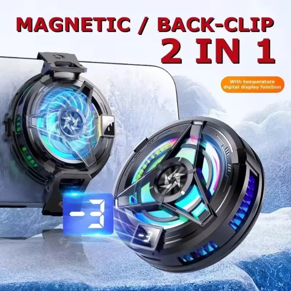 New SL17 Magnetic Cooler for Phones with Posterior Clip 2 in 1, Quick Cooling Fan for iOS and Android Phones