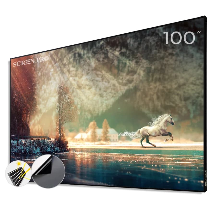 Schermo per proiettore TV laser SCREEN PRO Schermo con cornice fissa ALR da 100 pollici per proiettori a lancio ultra corto