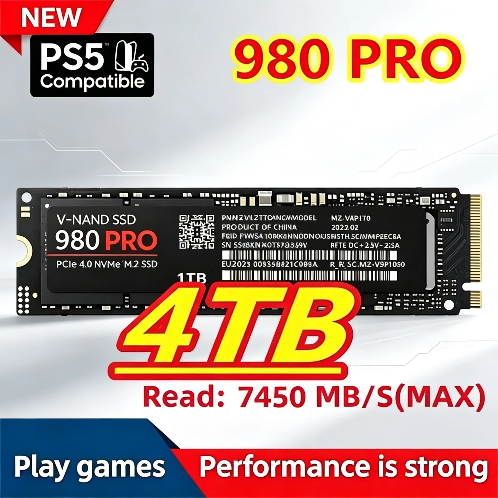 980Pro M.2 NVMe Gaming SSD PCIe Gen4.0 X4 2280 3D NAND TLC 1TB 2TB Internal Storage For PS5 Laptop PC