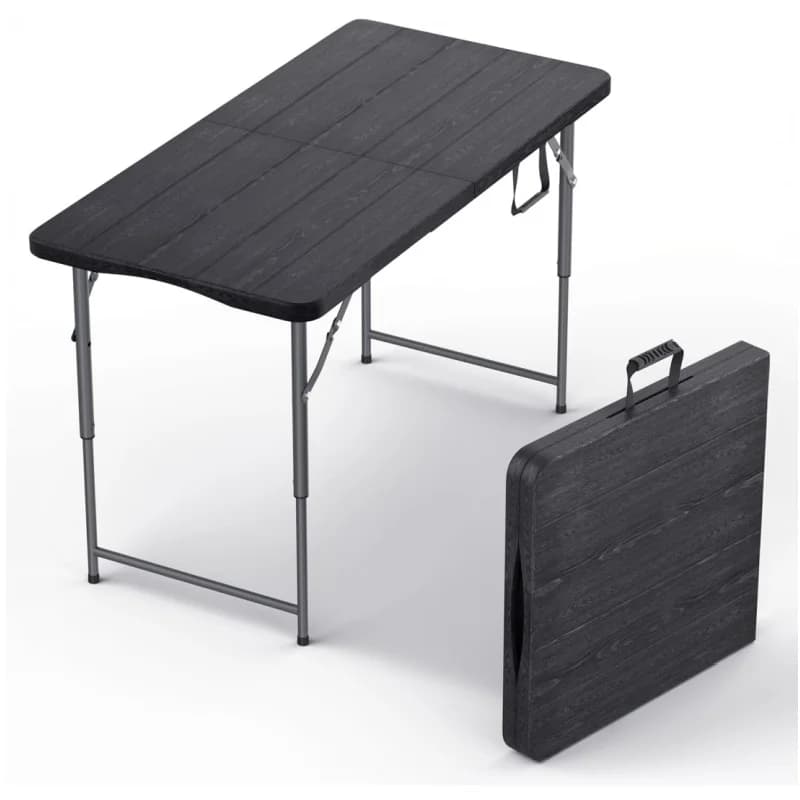 Tavolo Pieghevole da 4 Piedi con Altezza Regolabile e Maniglia Integrata, Gambe in Acciaio | Portatile e Resistente da 4 Piedi | Perfetto per Cene e Feste