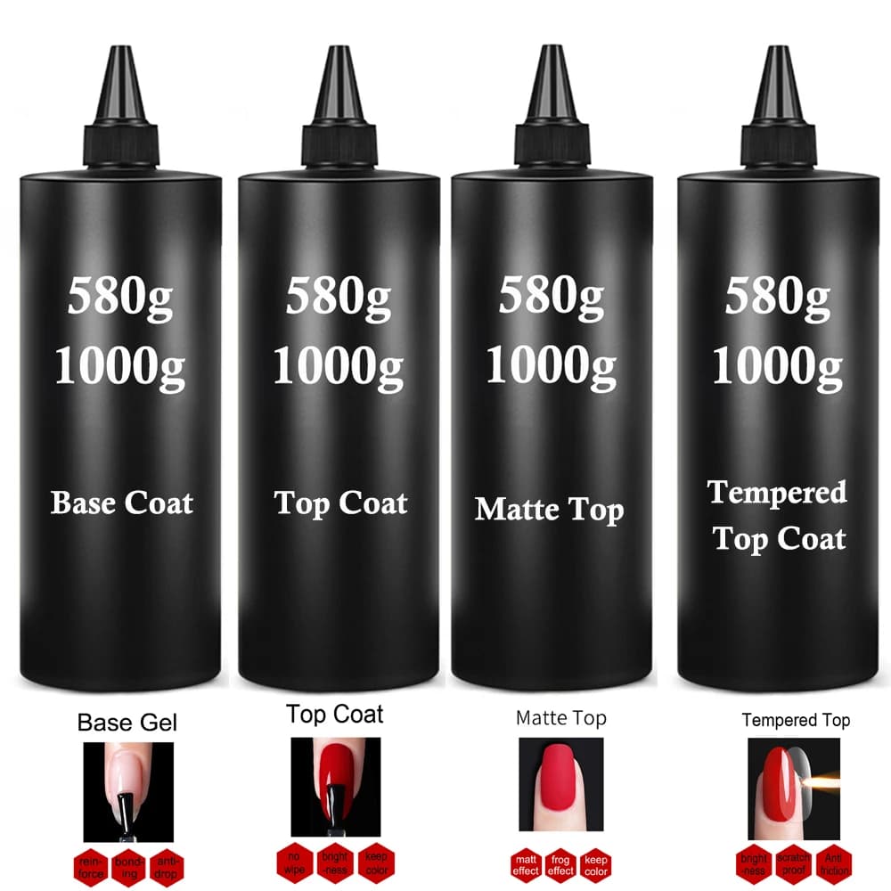 580g/1KG Super Shinny Top Coat Base UV Smalto Gel Opaco Top Coat Rinforzare Gel Shinning a lunga durata Soak Off Nail Art Vernice