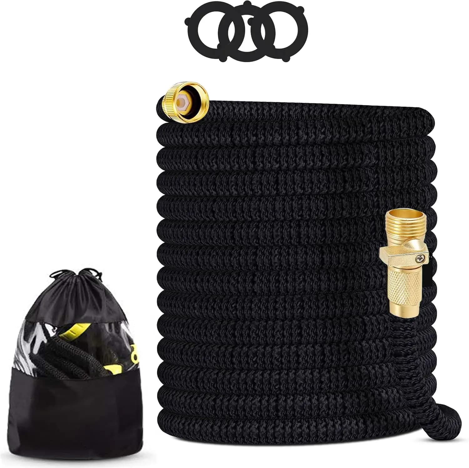 Expandable Garden Hose 100ft - Heavy Duty 3750D, 4-Layer Latex Core, Brass Connectors & Storage Bag
