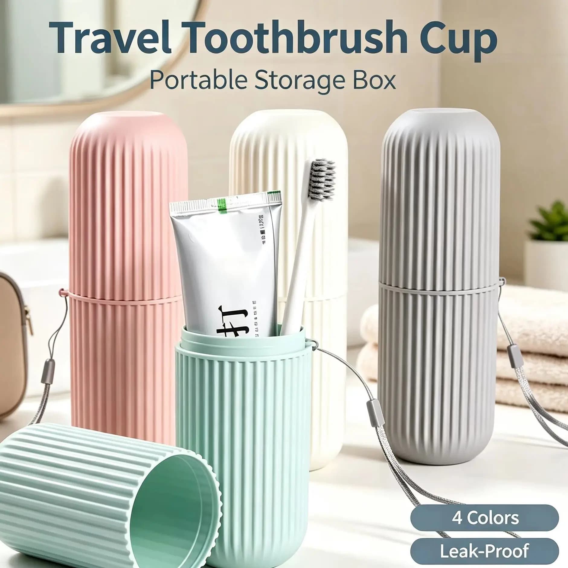 Portable Toothbrush Cup Bathroom Toothpaste Holder Storage Case Box Organizer Travel Toiletries Storage Cup New Creative