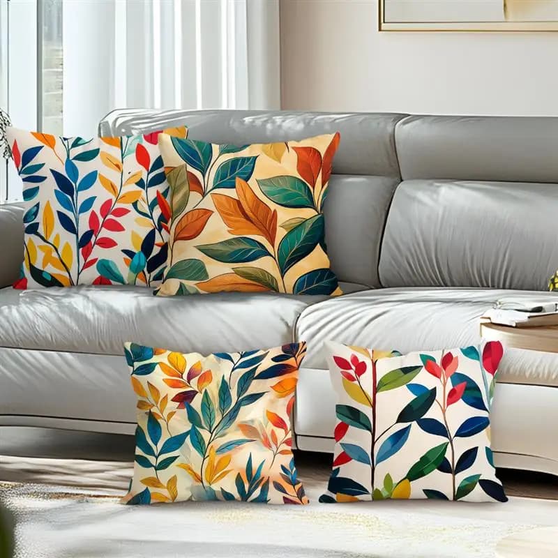 Decorazioni per la casa Fodere per cuscini con stampa digitale colorata con motivo a foglie Fodera per cuscino con motivo adatto per divano, camera da letto, auto