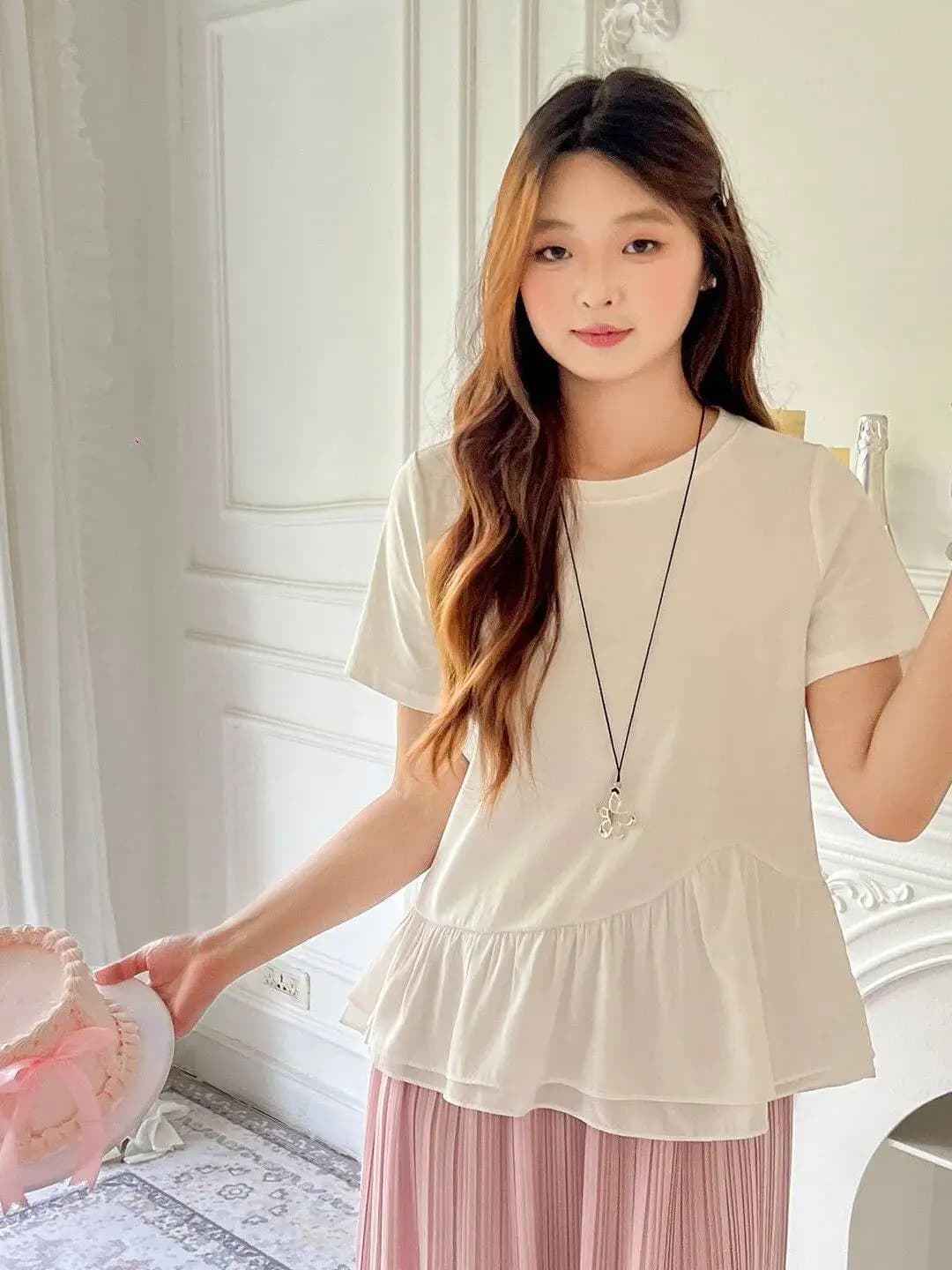 plus Size 300 Pounds Sister Splice Hem Short Sleeve T-Shirt Women Summer Design Sense Youthful Slimming Top Casual Style