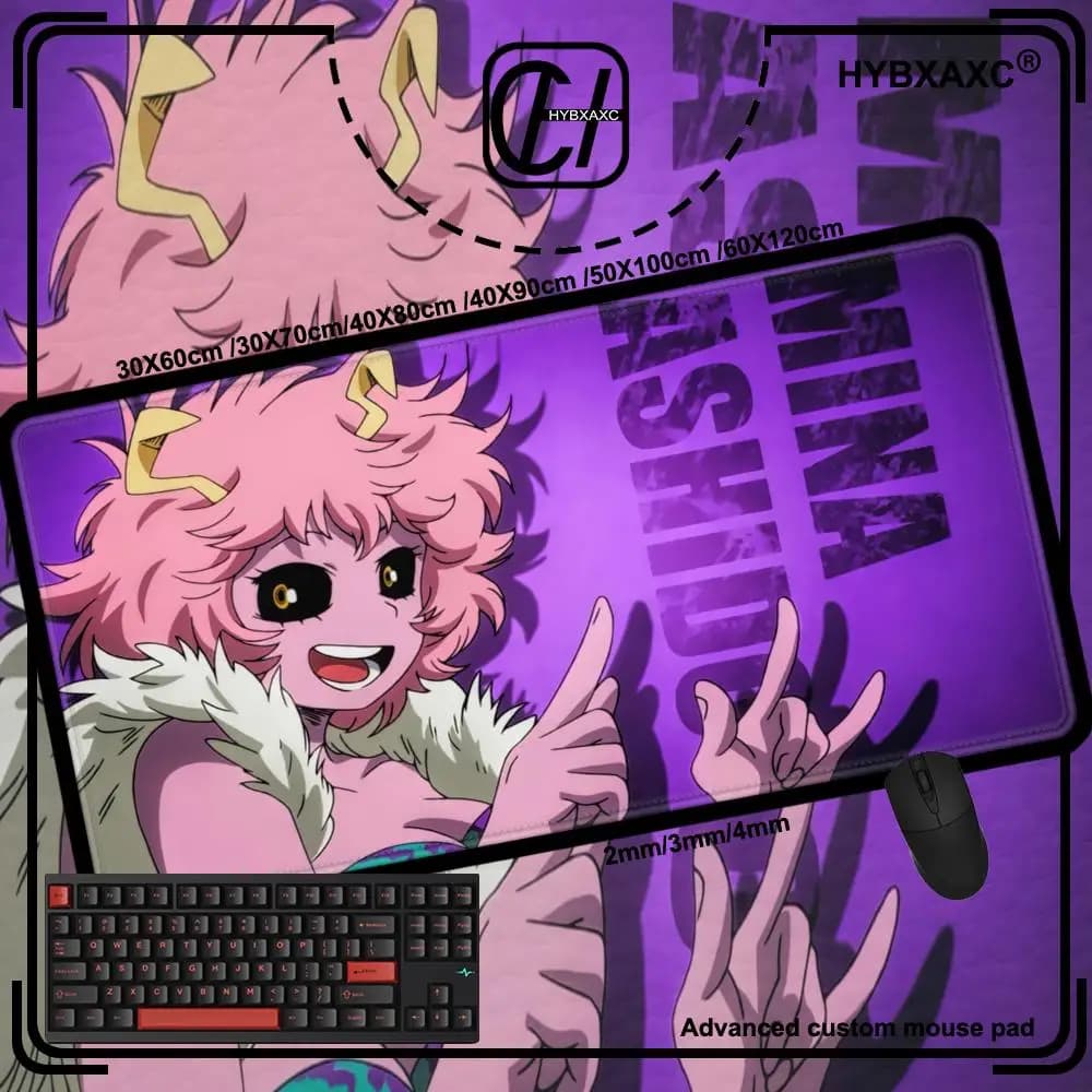 Mina Ashido My Hero Academia Tappetino per mouse Anime Girl Tappetino per scrivania per laptop Tappetino per mouse da gioco per PC grande carino Tappetini per tastiera con stampa HD
