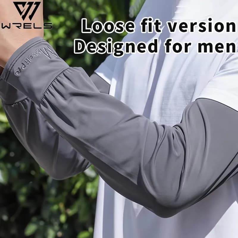 Summer Long Arm Sleeves UV Protection Breathable Ice Slik Sleeves Sports Cycling Running Driving Men's Sunscreen Sleeves Cover
