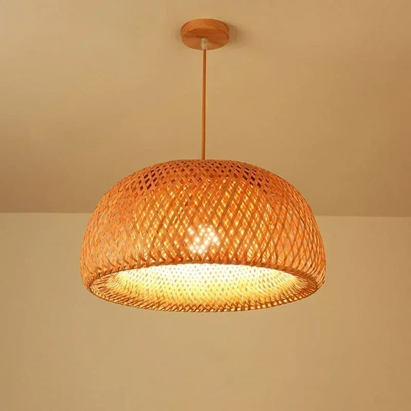 Lanterna di bambù 38/45 cm Lampada a sospensione Rattan naturale Vimini E27 Lampadari Paralumi intrecciati a mano Apparecchio di illuminazione Lampada a sospensione