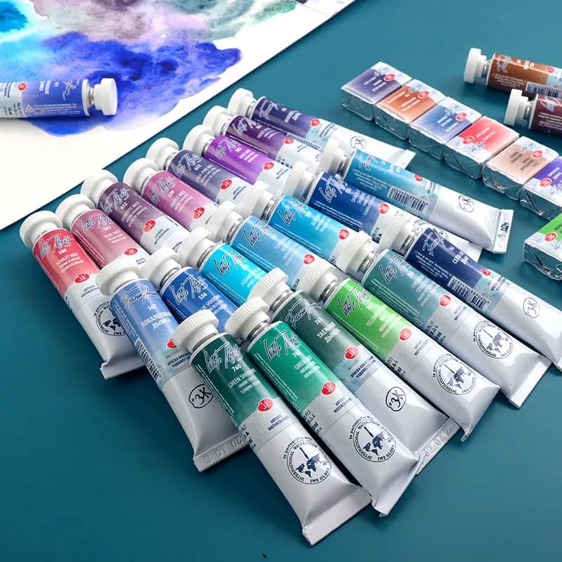 10 Ml/tube Russian White Night Master Grade Sediment Color Watercolor Pigments Art Students Portable Painting Sketching Paints
