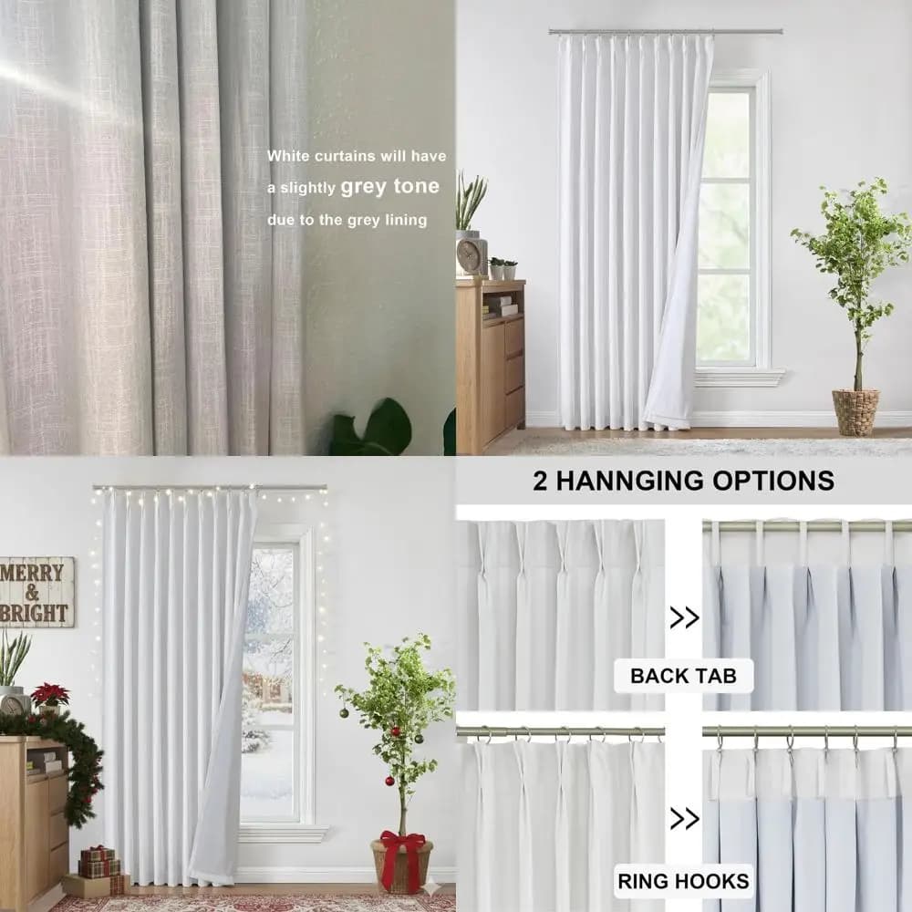 Dark Curtains Larghe 60 Pollici with Thermal Insulation, Plissettate a Pieghe, per Living Room and Bedroom