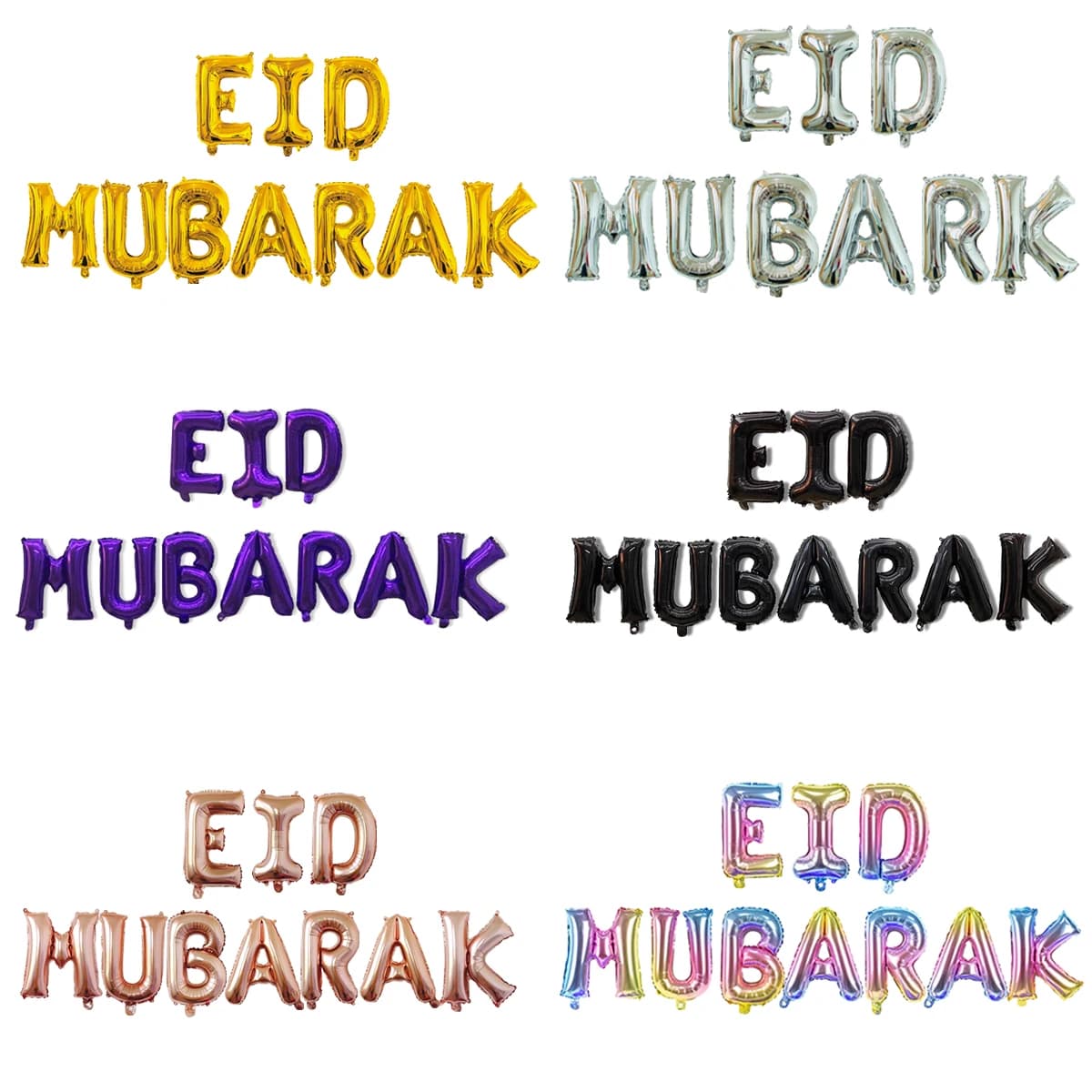 11 pz 16 pollici Eid Mubarak Lettera Palloncini set con Nastro Ramadan Eid al-Fitr Eid Mubarak Decorazioni Palloncini Ad Aria Banner