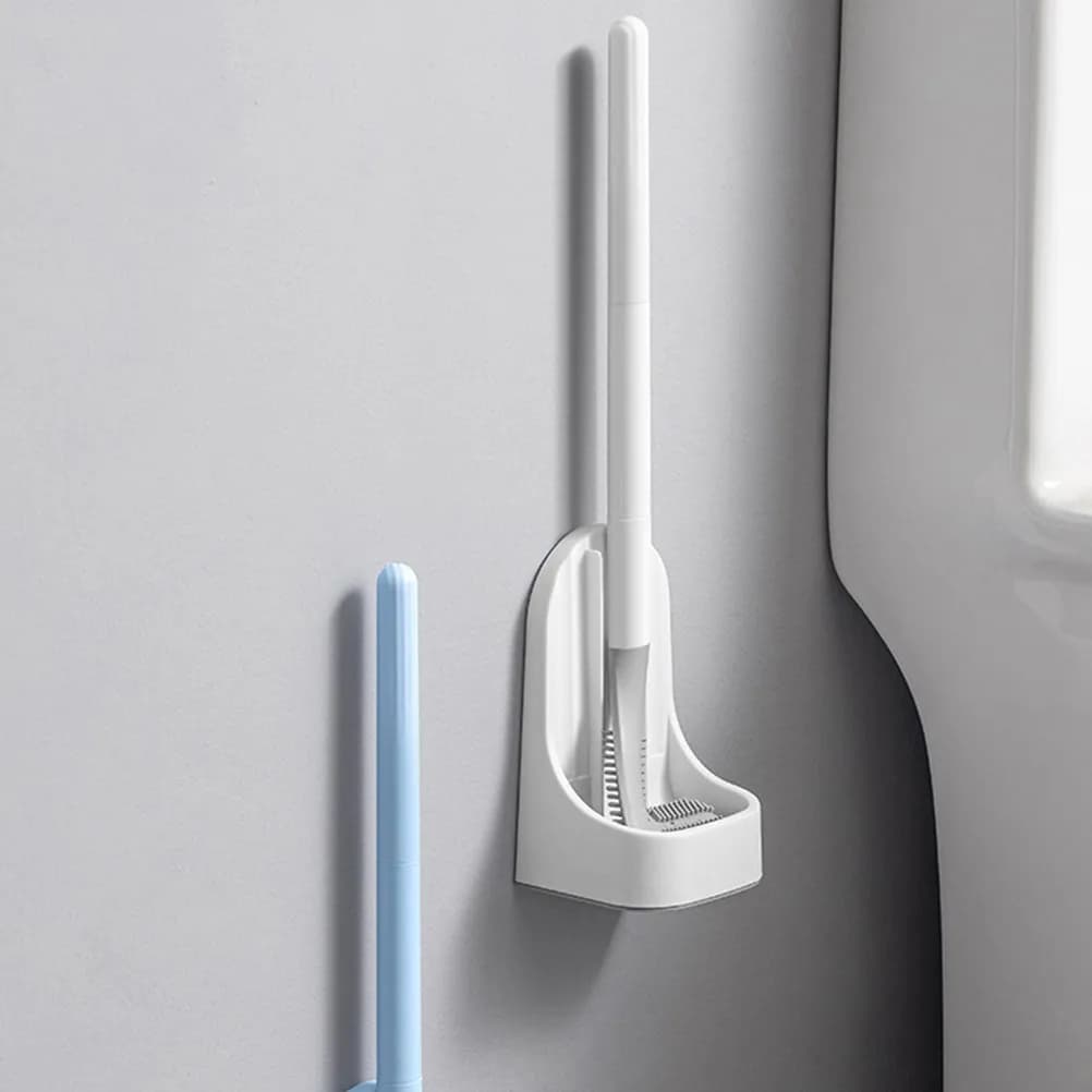 Set di spazzole per WC, spazzola per la pulizia del bagno con base, design ergonomico della maniglia, resistente alle macchie, facile da pulire, accessori per WC domestici