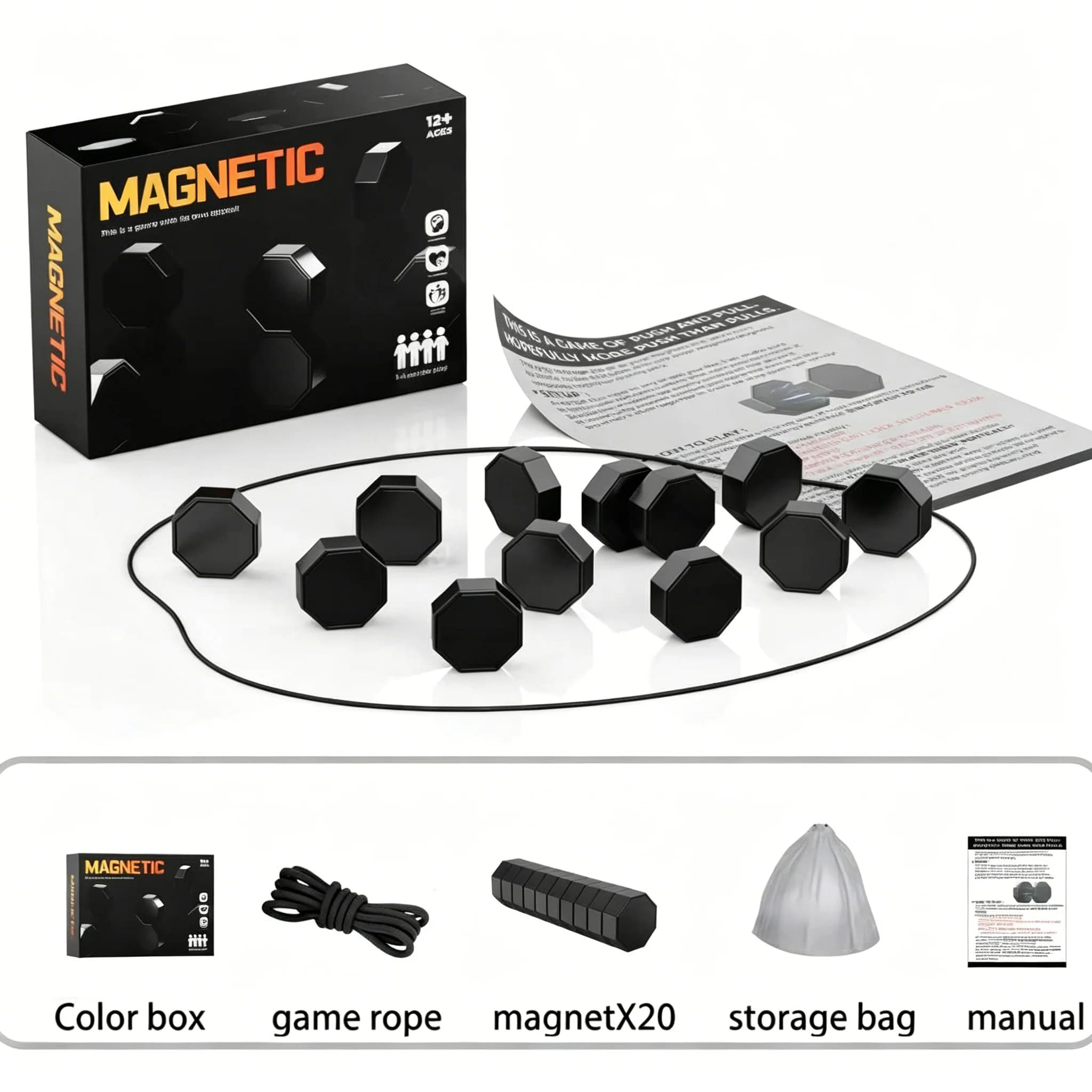 Party Games Magnetic Stones Game Interactive Magnet Board Strategy Game for Family Kids Adults High Quality Longest Side 3.4cm