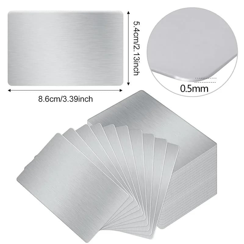 304 Stainless Steel Thick Metal Business Cards With Empty Laser Engraving DIY Gift Cards Opaque Brushed Finish for Customer