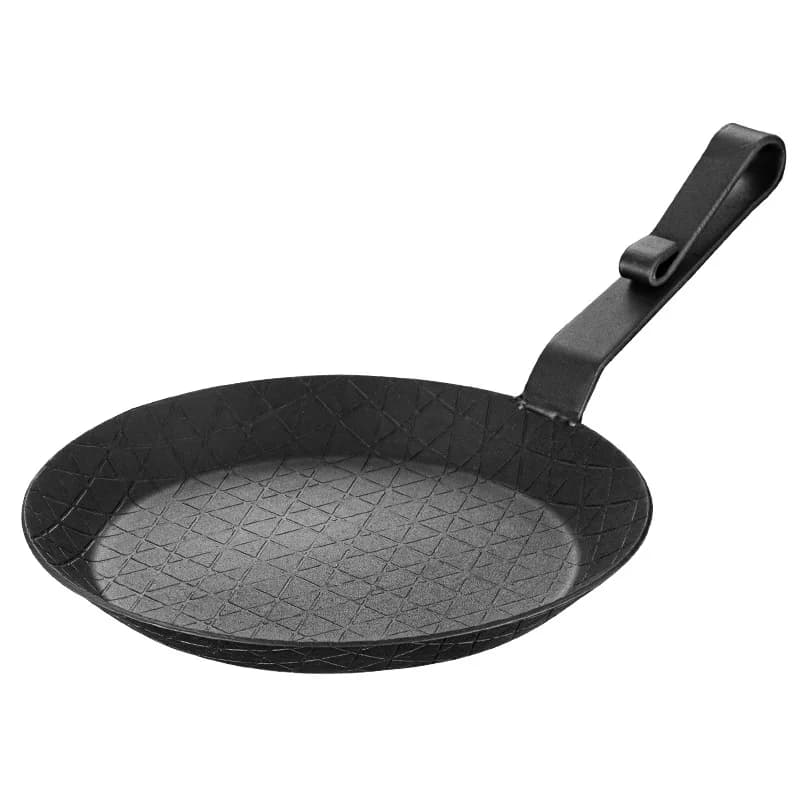 Padella in ghisa extra spessa ZML con manici, padella per campeggio all'aperto con manico lungo per friggere bistecche e cuocere.