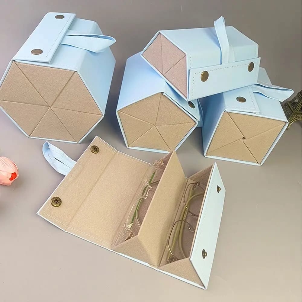 Custodia per occhiali da sole in pelle con supporto per occhiali da viaggio con Display pieghevole Multi-slot durevole