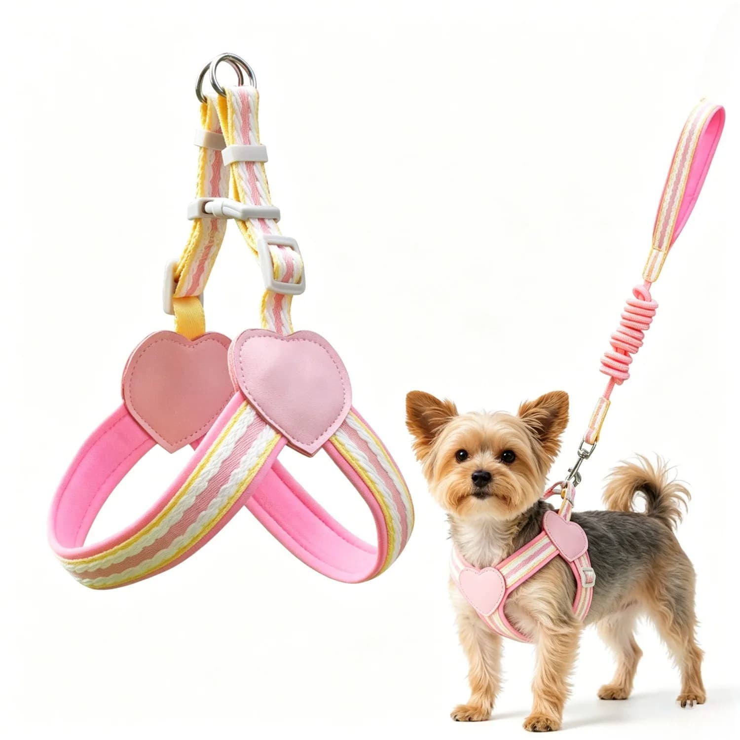 Set Pettorina e Guinzaglio a Y Anti-Trazione per Cani di Piccola Taglia, Pettorina Leggera Anti-Torsione per Shiba Inu, Corgi e Animali Domestici da Esterno