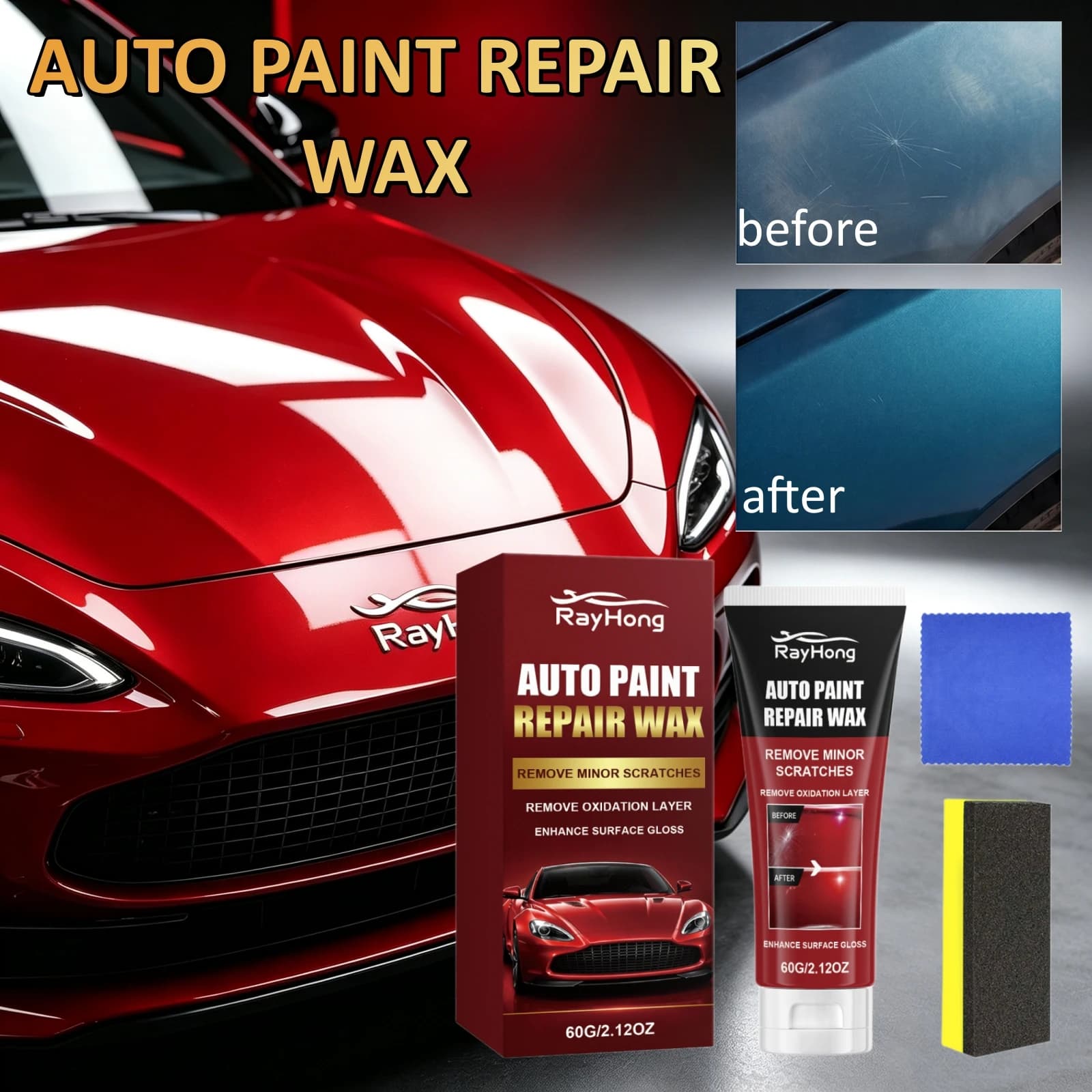 Auto Paint Repair Wax Gloss Enhance Polish Compound Detailing Restore Care Kits Car Scratch Remover Oxidation Layer Restorer Wax