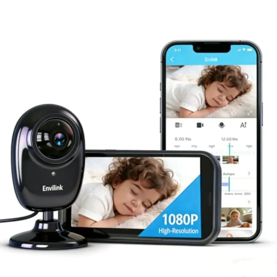 Baby Monitor Senza WiFi con Schermo HD 1080P, Telecamera, Audio, Visione Notturna, Comunicazione Bidirezionale, VOX, 5 Ninna Nanna, Portata 365m, Display LCD 2.8 Pollici
