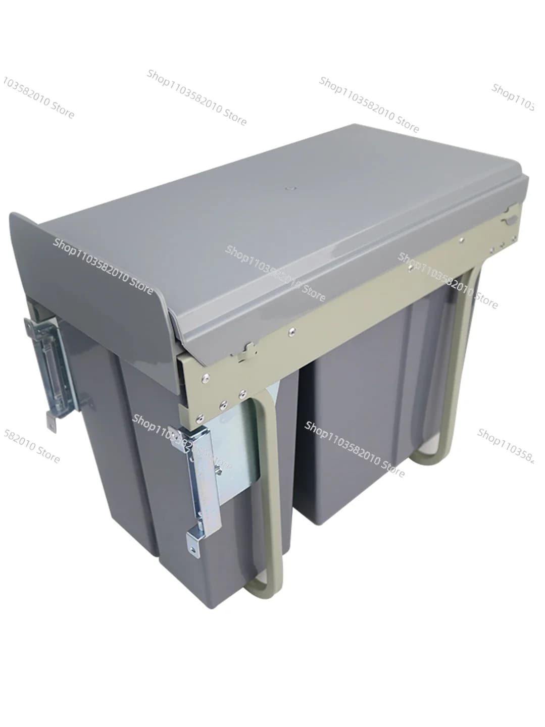 Cestino per rifiuti da cucina grande, estraibile, a scomparsa, in plastica, per separazione rifiuti secchi e umidi, da incasso per mobile