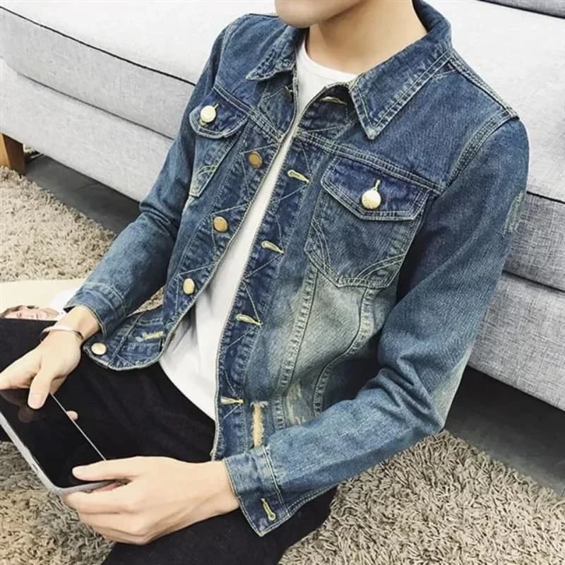 Giacca di jeans da uomo slim casual con bottoni Abiti popolari coreani Cappotti di jeans maschili Abbigliamento corto Nuovo in consegna veloce Joker Corea Y2k