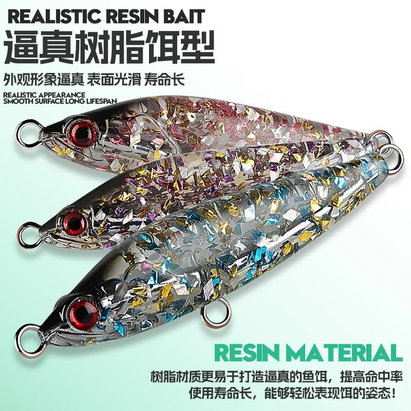 Resin Pencil Lure 7cm 17g Hard Fishing Lure Laser Reflective Lead Weighted Artificial Bait For Bass Pike Freshwater Saltwater