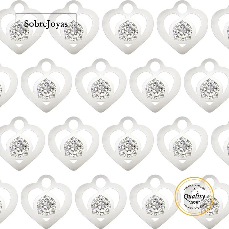 Mini ciondolo a forma di cuore Ciondolo a forma di cuore in argento sterling 925 con connettore CZ per bracciale, collana, creazione di gioielli, accessori fai da te