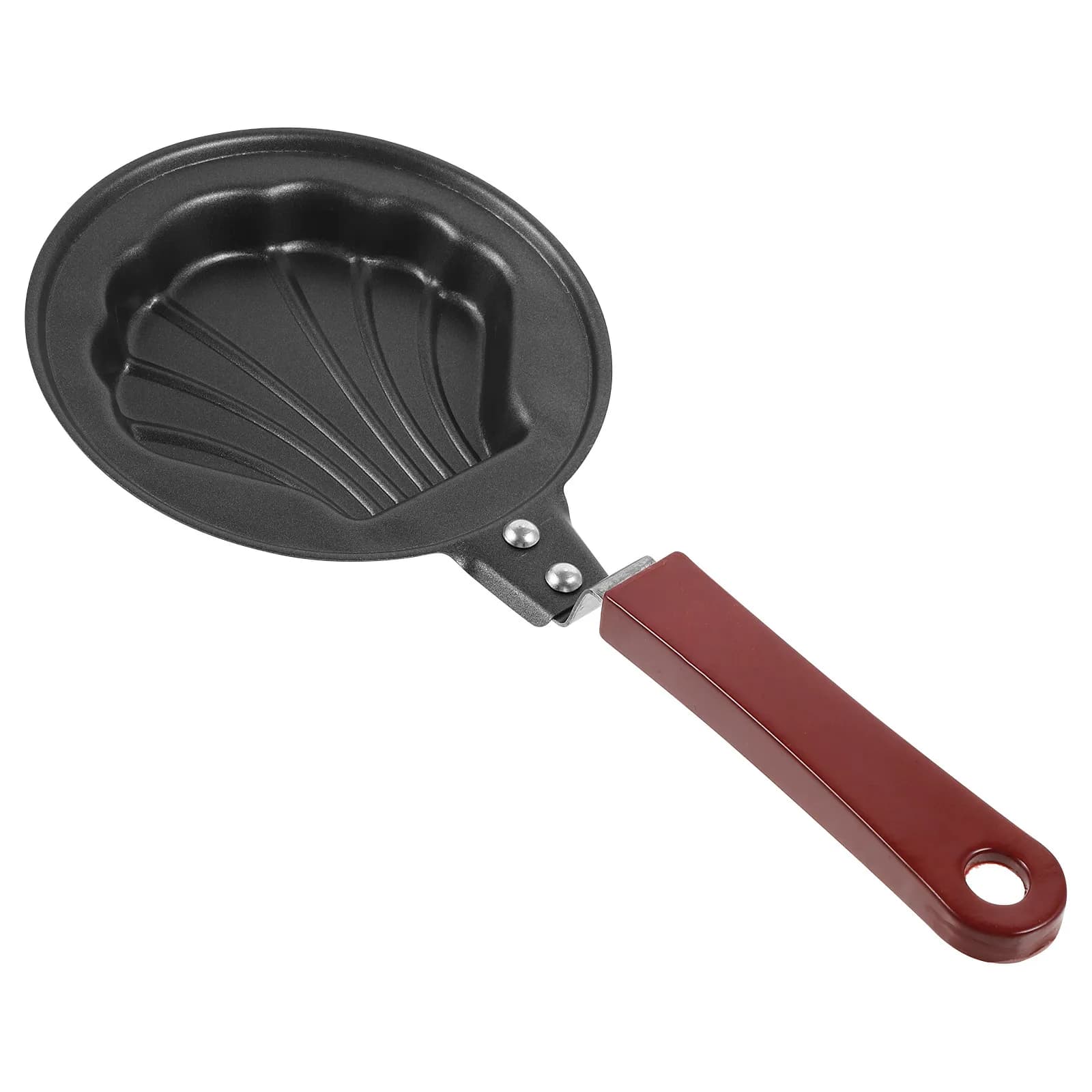 Mini Frying Pan Nonstick Seashell Shape Compact Lightweight Egg Pan for Single Serving Breakfast Camping Travel Chocolate