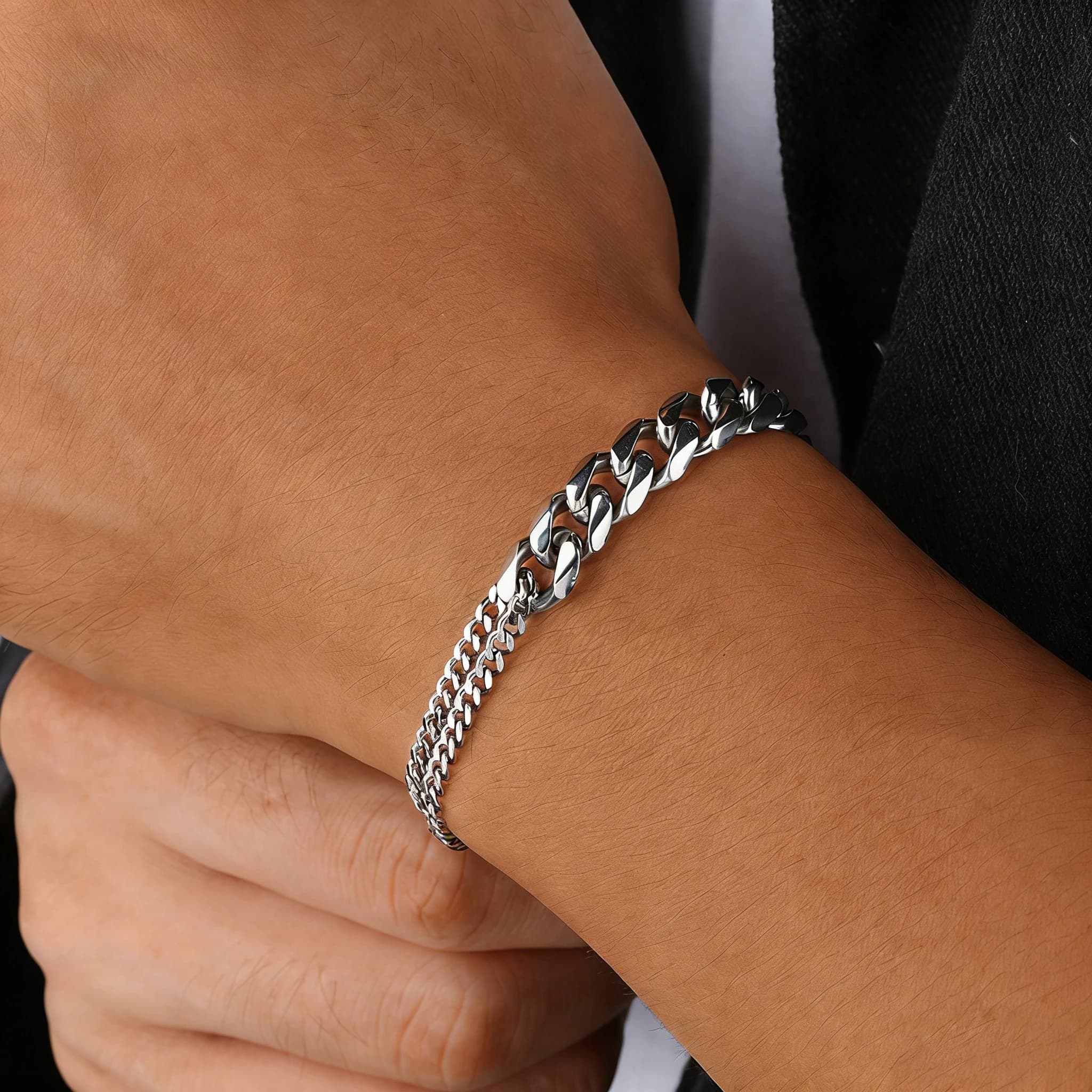 Bracciali Classici da Uomo con Catena Cubana, Bracciale Classico in Acciaio Inossidabile Stile Punk, Gioielli Pesanti da Uomo, Regali di Compleanno per Fidanzati