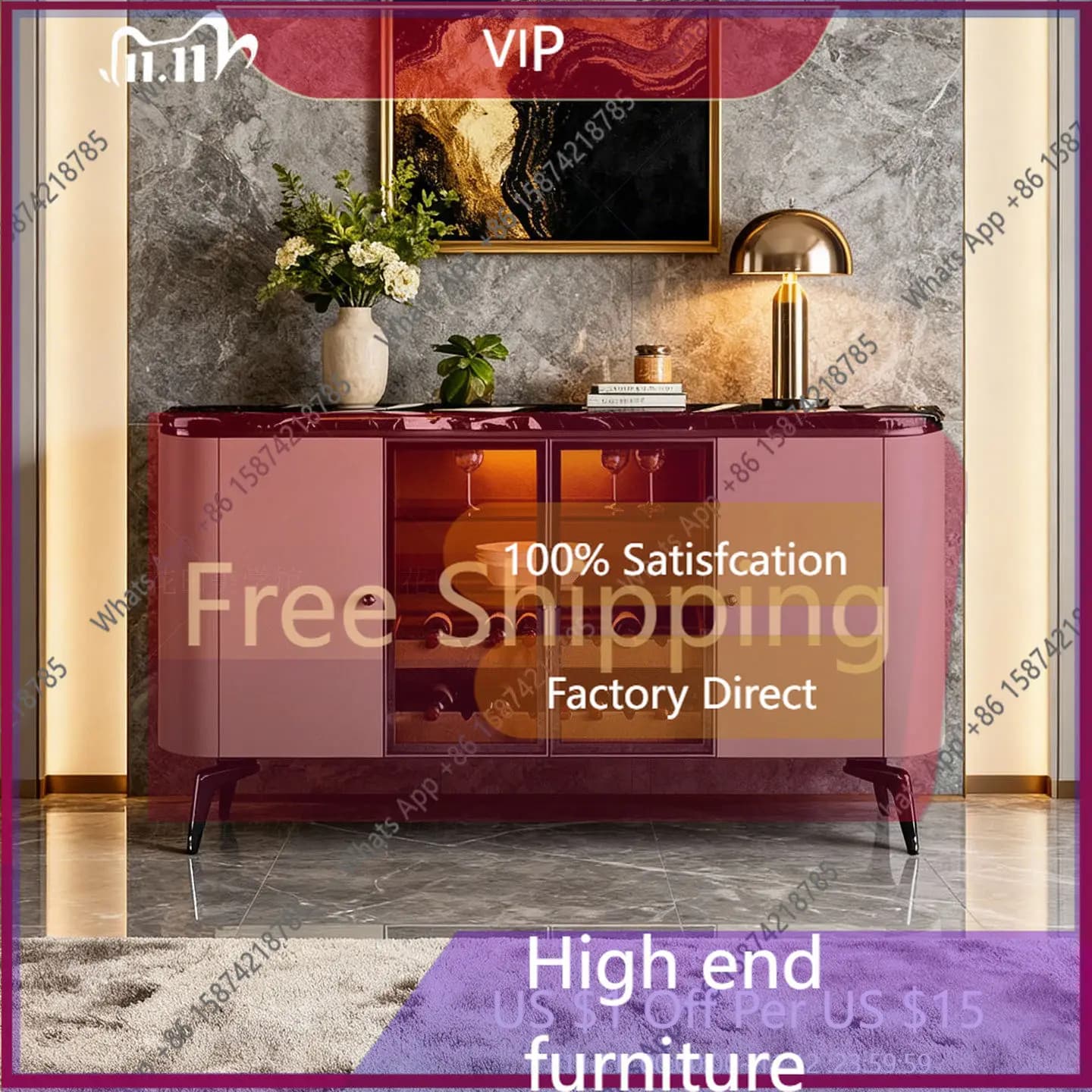 Mobiletto portabottiglie OJ in stile italiano, credenza da soggiorno di alta gamma, mobiletto da ingresso di lusso leggero, nuovo armadietto in marmo e vetro 2025