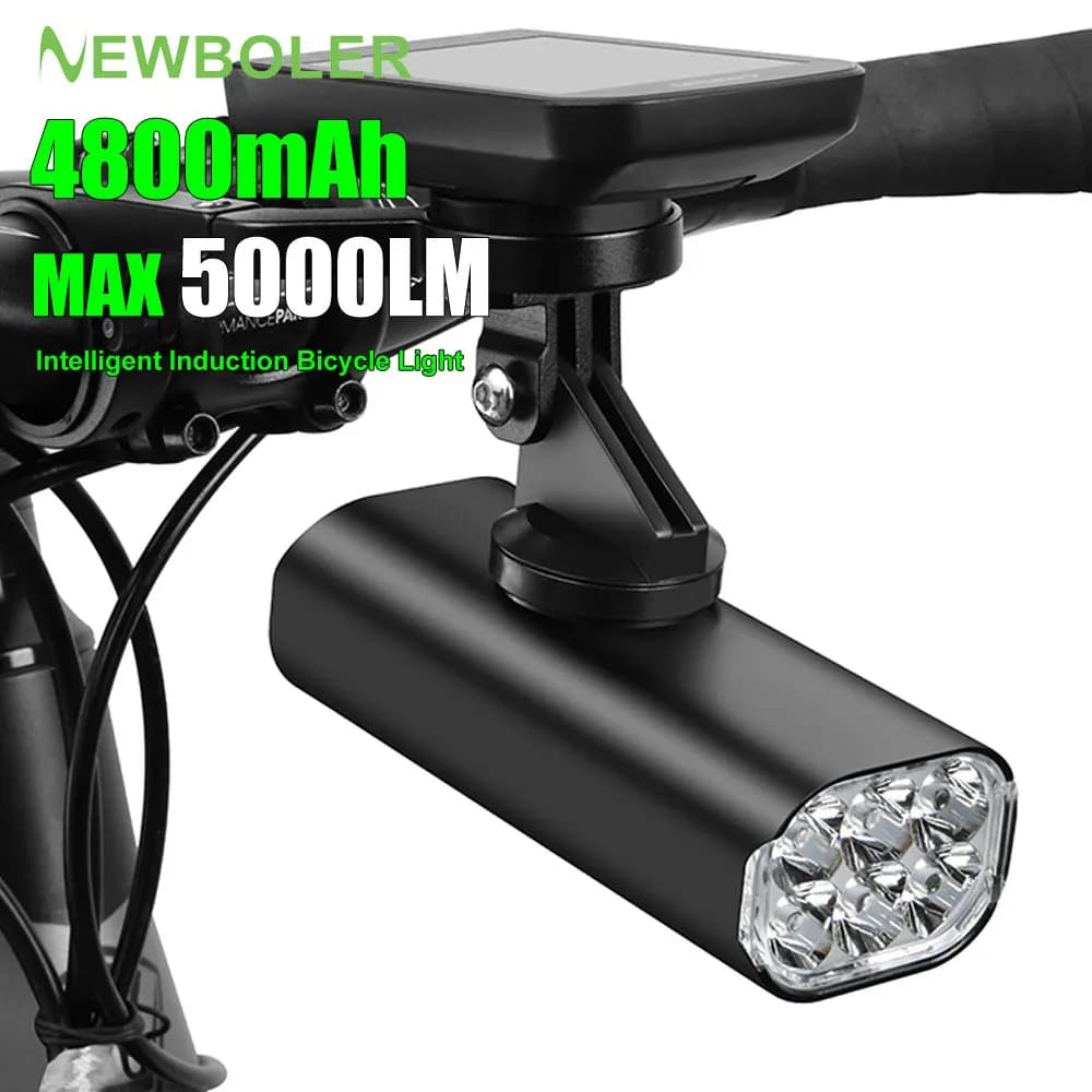 NEWBOLER 5000LM Intelligent Inductio Bike Light MTB Front USB Lamp Rechargeable 6 LED 4800 mAh Bicycle Light Waterproof Headlight
